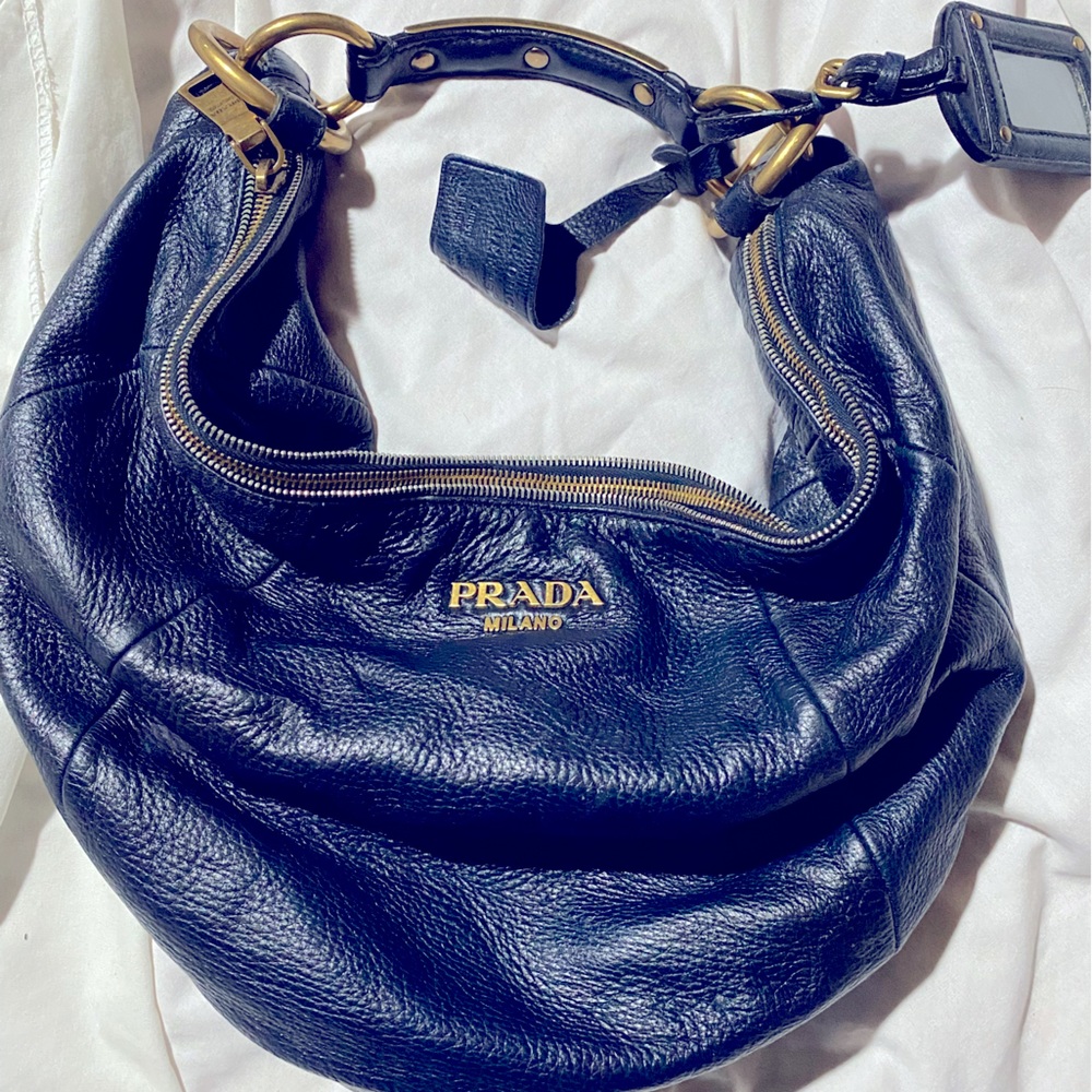Large Navy Blue PRADA Hobo Bag